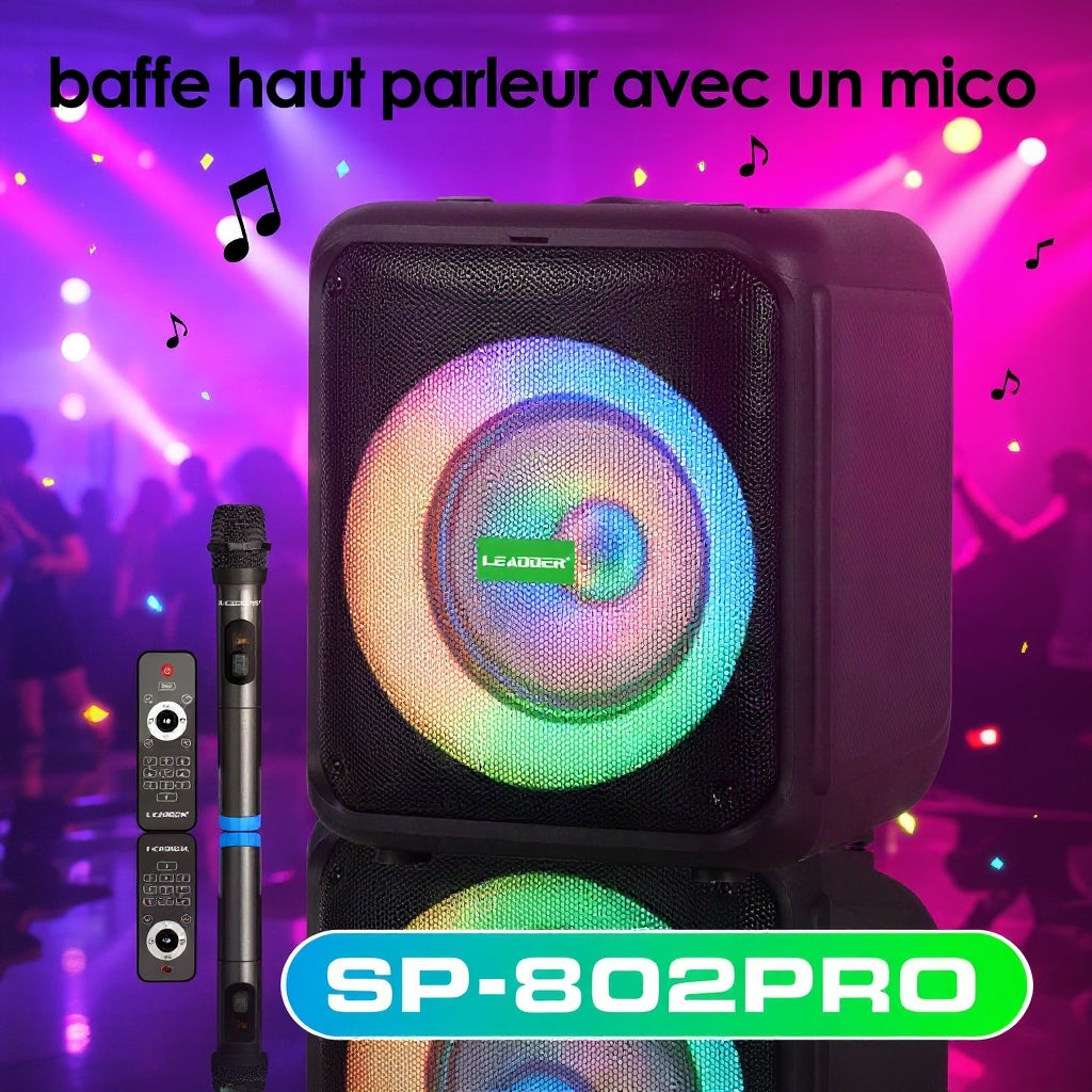 LEADDER Haut-parleur portable/Bluetooth/USB/TF/FM/AUX/ LED/ SP-802-Pro -40W
