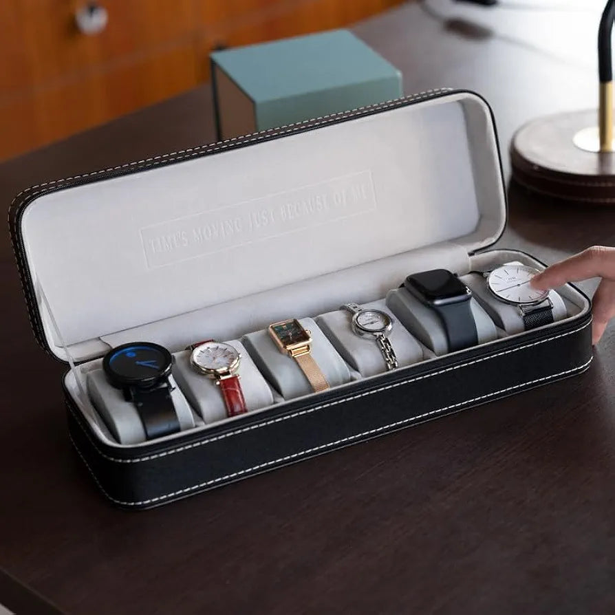 boîte de rangement et étui de voyagepour montres à 6 emplacements