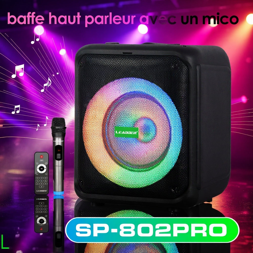 LEADDER Haut-parleur portable/Bluetooth/USB/TF/FM/AUX/ LED/ SP-802-Pro -40W