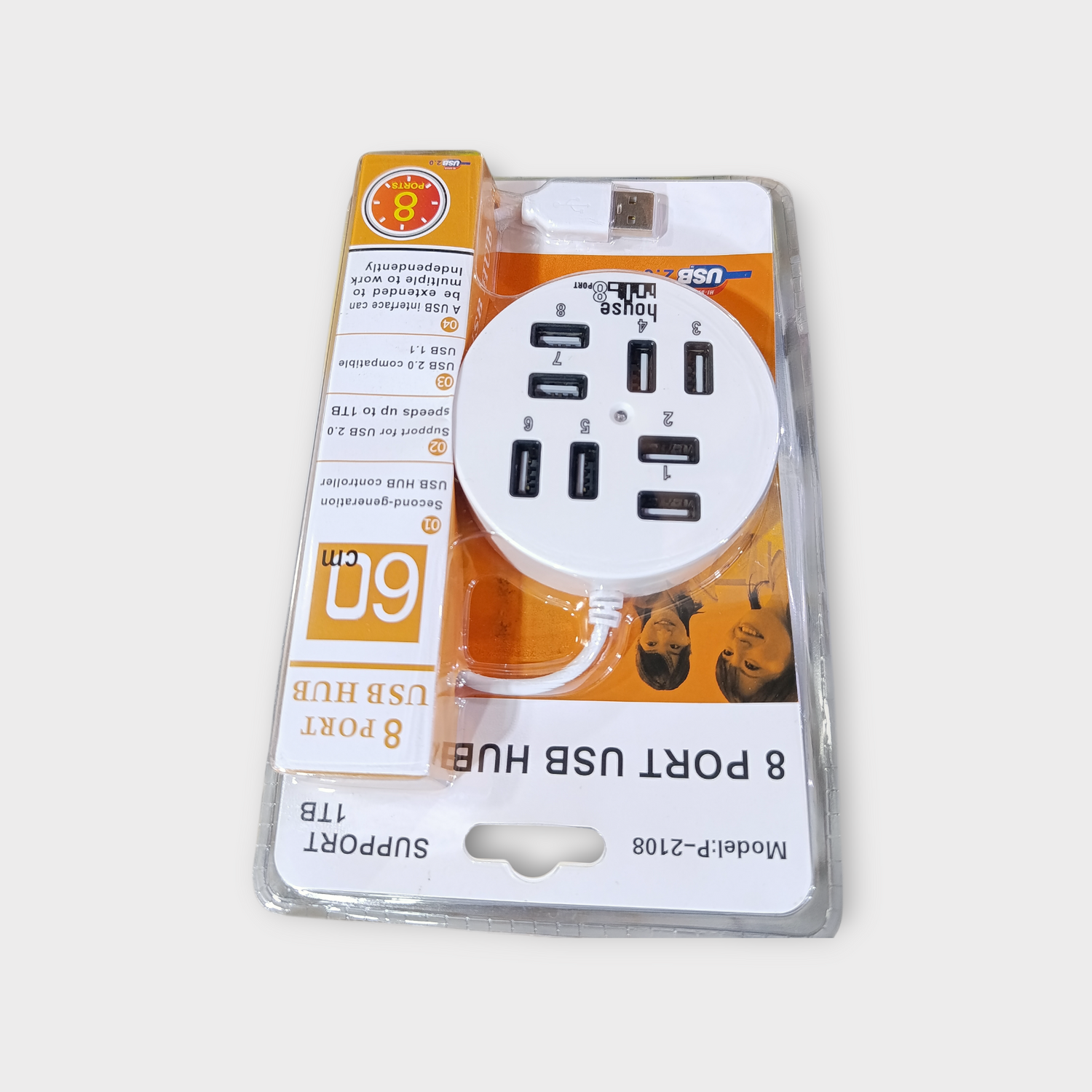 Hub USB 8 ports de forme circulaire, compatible avec la norme USB 2.0