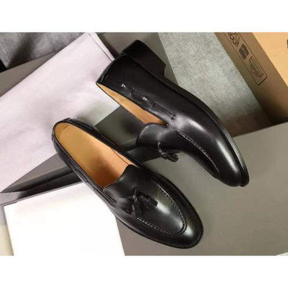 Mocassins en cuir pour hommes avec pompons