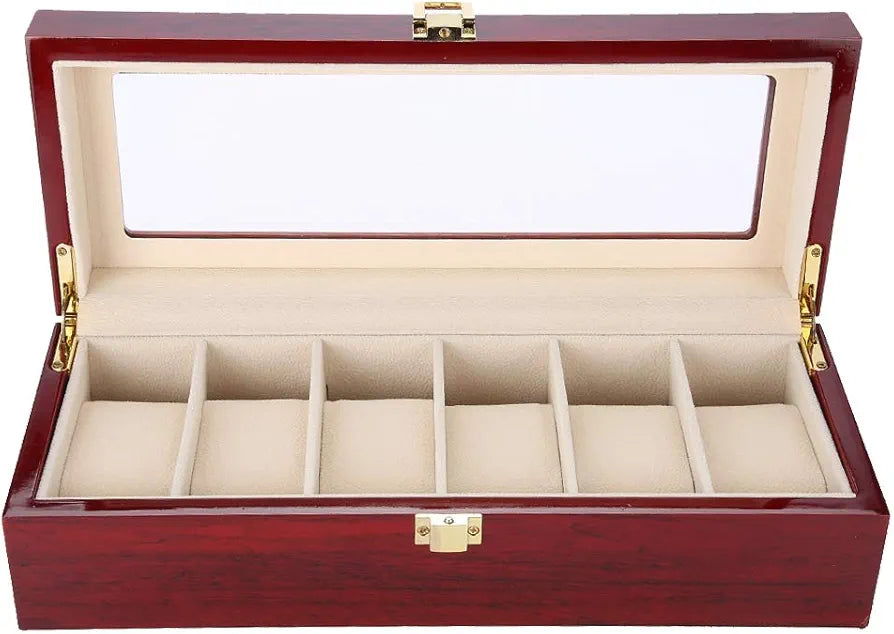 Boîte à montres de luxe en bois à 6 emplacements