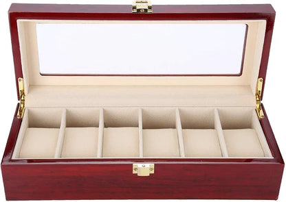 Boîte à montres de luxe en bois à 6 emplacements