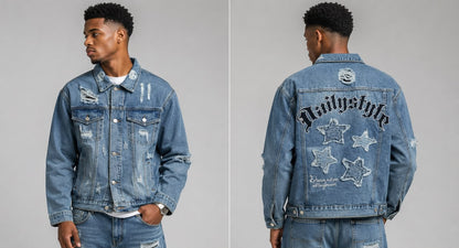 Veste en jean délavé (pété)