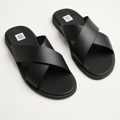 Sandale croisée en cuir pour homme