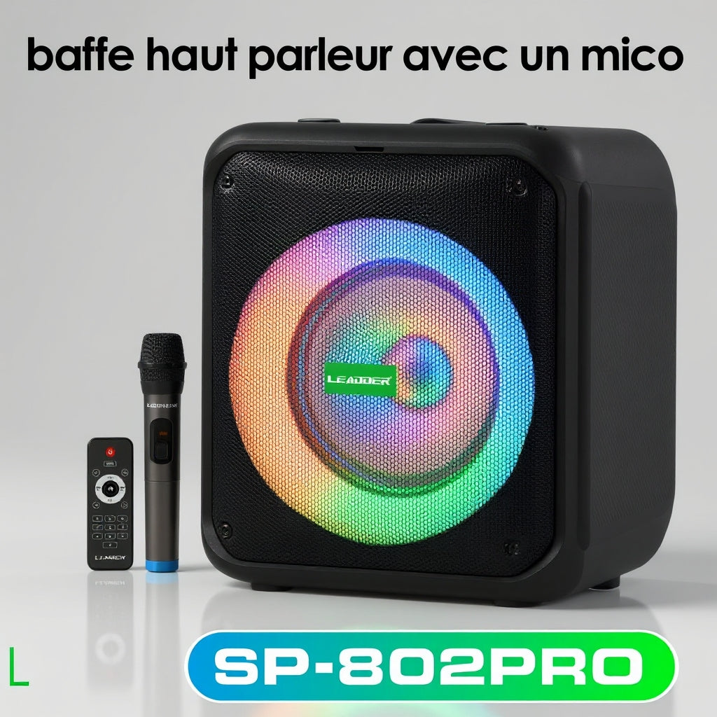 LEADDER Haut-parleur portable/Bluetooth/USB/TF/FM/AUX/ LED/ SP-802-Pro -40W