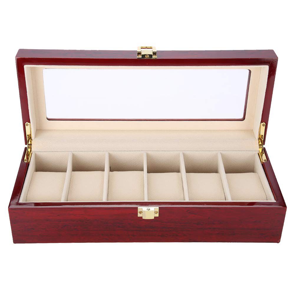Boîte à montres de luxe en bois à 6 emplacements