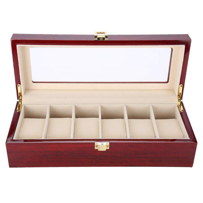 Boîte à montres de luxe en bois à 6 emplacements