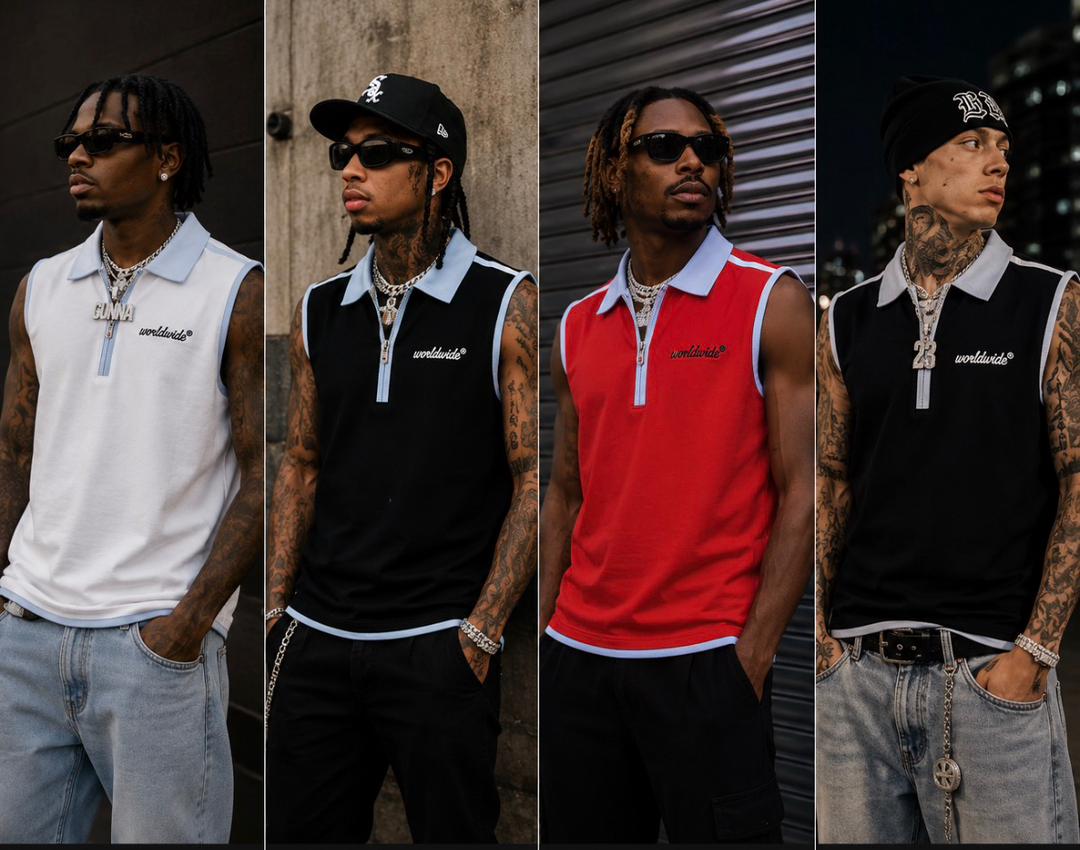 Polo sans manches rouge de la marque Worldwide