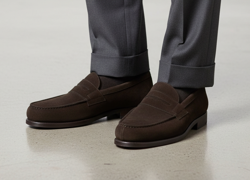 Mocassins en daim marron foncé
