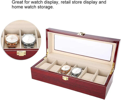 Boîte à montres de luxe en bois à 6 emplacements