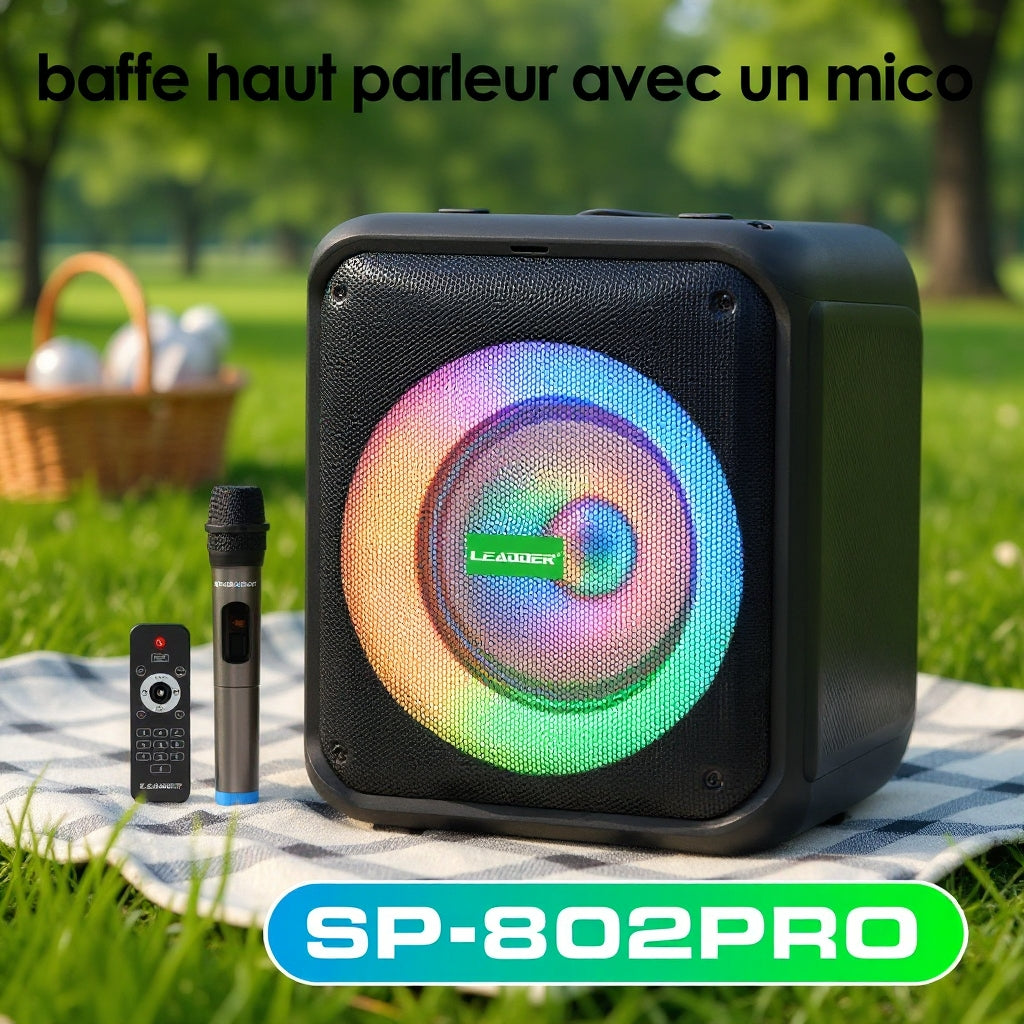 LEADDER Haut-parleur portable/Bluetooth/USB/TF/FM/AUX/ LED/ SP-802-Pro -40W