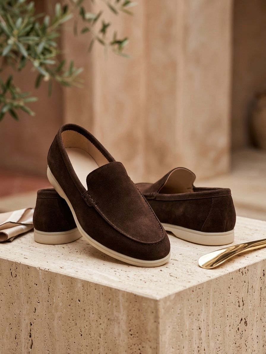 Mocassins en daim marron foncé