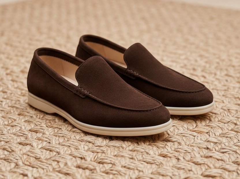 Mocassins en daim marron foncé