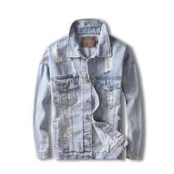 Veste en jean délavé pour homme